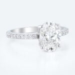 Oval Cut Lab Grown Diamond Pave 4-Prong Engagement Promise Ring (5)