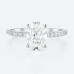 Oval Cut Lab Grown Diamond Pave 4-Prong Engagement Promise Ring (8)
