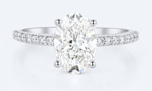 Oval Cut Lab Grown Diamond Pave 4-Prong Engagement Promise Ring (8)