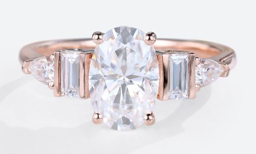 Rose Gold Bridal Ring Engagement Rings Oval Shape Lab Diamonds