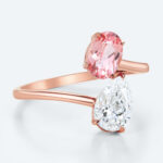 Pear Cut Lab Grown Diamond Toi et Moi Open 3 Claw Prong Engagement Ring (3)