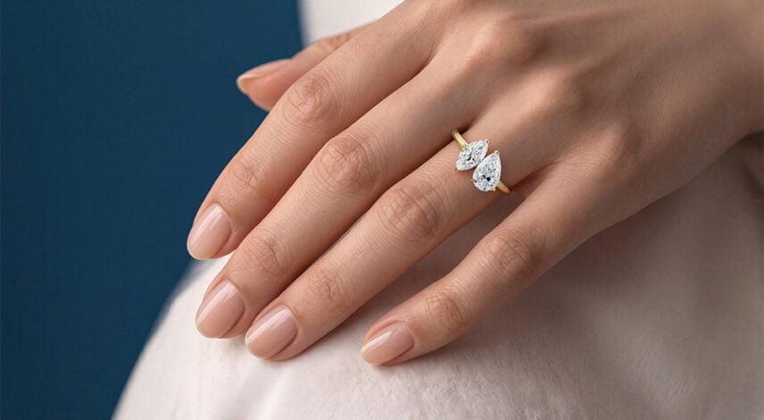 Toi et Moi Lab Diamond Ring 2Ct Pear Shaped Lab Diamond Rings