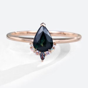 Green Blue Sapphire Engagement Simple Rings Rose Gold Rings