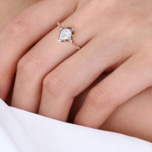 Pear Shaped Moissanite Engagement Ring Vintage Bridal Ring