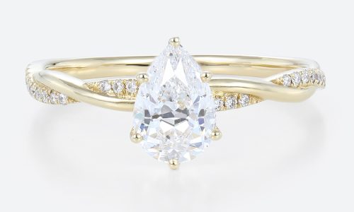 Pear Shaped Lab Diamond Engagement Ring Crossover Bridal Ring (1)