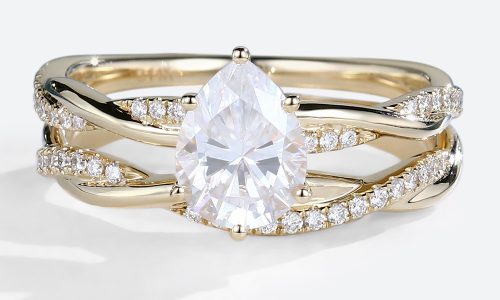 Pear Shape Engagement Ring Yellow Gold Male Wedding Rings Lab Diamonds