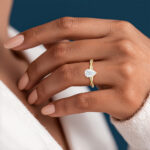 Yellow Gold Engagement Ring Pear Shaped Lab Diamonds Rings