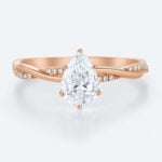 Rose Gold Engagement Ring Pear Shaped Lab Diamonds Rings