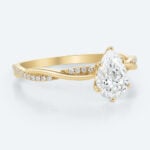 Pear Shaped Lab Grown Diamond Crossover 6-Prong Engagement Promise Ring (4)
