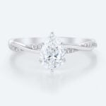 White Gold Engagement Ring Pear Shaped Lab Diamonds Rings