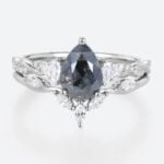 Pear Shaped Rings Dark Salt and Pepper Diamond Ring Couple Set