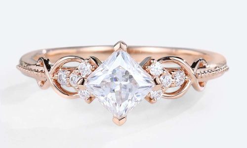 Princess Lab Grown Diamonds Ring Infinity Engagement Rings Rose Gold Promise Ring (3)