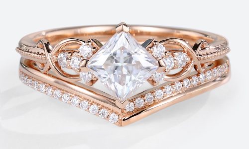 Princess Lab Grown Diamonds Ring Set Cluster Engagement Ring Infinity Bridal Ring Sets (1)