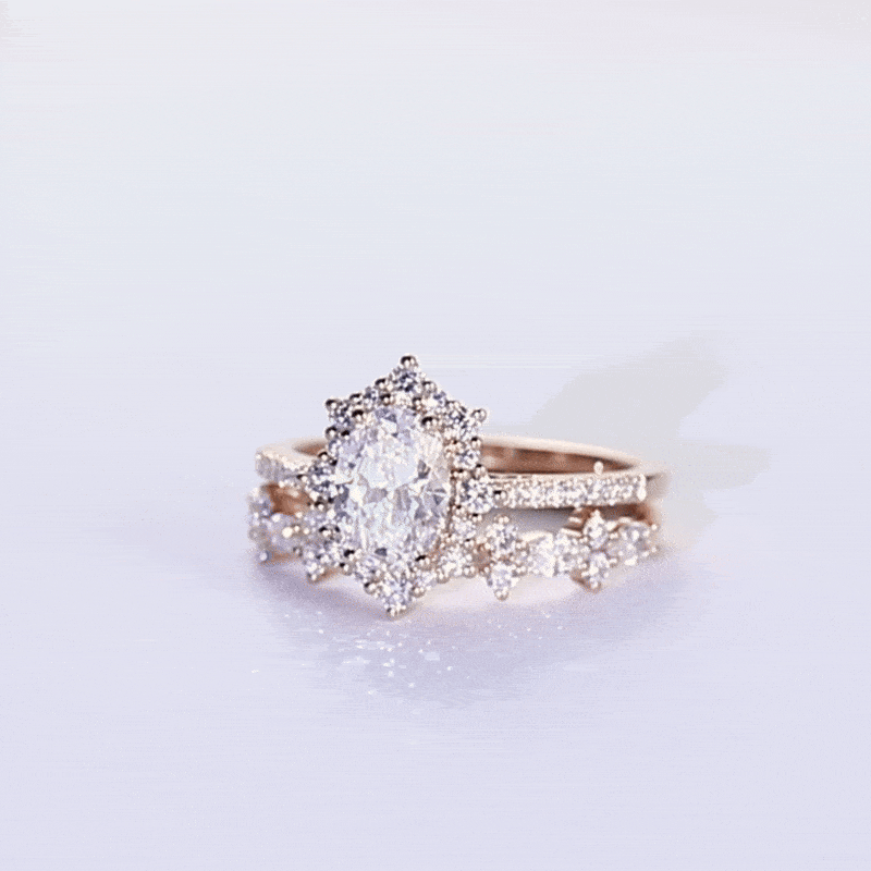 Oval Halo Engagement Rings Lab Diamonds Unique Bridal Ring Sets