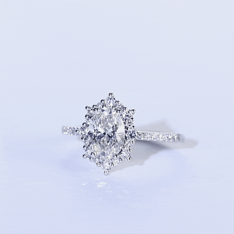 Halo Oval Ring Engagement Lab Diamond Rings White Gold Rings Promise