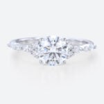 Moissanite Band Engagement Rings Round Cut 10k White Gold Ring