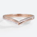 Curved Wedding Bands Rose Gold Pave Diamond Ring Band