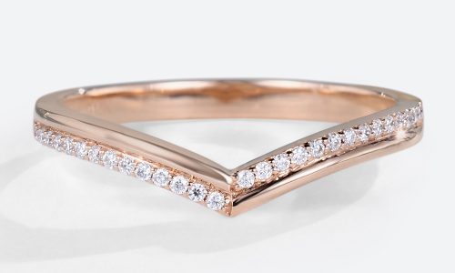 Curved Wedding Bands Rose Gold Pave Diamond Ring Band