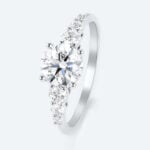 Round Cut Lab Grown Diamond Side Stone Graduated 4-Prong Engagement Promise Ring (3)