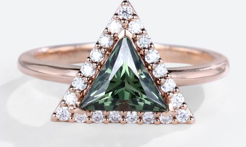 Ring Green Sapphire Wedding Band for Halo Ring Triangle Cut
