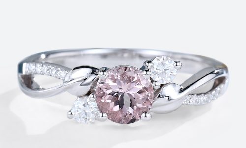 Pink Sapphire Ring Wedding Ring Band White Gold Unique Wedding Ring