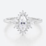 Marquise Halo Engagement Ring White Gold Stackable Rings