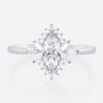 Marquise Halo Engagement Ring White Gold Stackable Rings