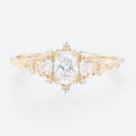 Oval Ring with Diamonds Lab Created Vintage Promise Rings