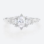 Oval Ring with Diamonds Lab Created Vintage Promise Rings