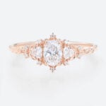 0.5ct Colorless VS+ Oval Cut Lab Grown Diamond Nature-Inspired Olive Leaves 4-Prong Engagement Ring in Rose Gold