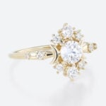 0.5ct Colorless VS+ Round Cut Lab Grown Diamond Vintage Celestial-Inspired 6 Claw Prong Engagement Ring Fashion Thin Band (2)