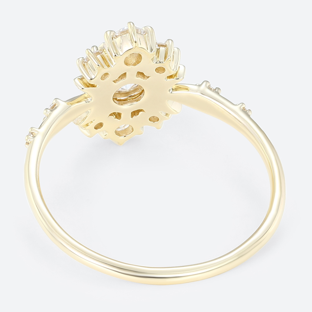 0.5ct Colorless VS+ Round Cut Lab Grown Diamond Vintage Celestial-Inspired 6 Claw Prong Engagement Ring Fashion Thin Band (3)