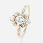 0.5ct Colorless VS+ Round Cut Lab Grown Diamond Vintage Celestial-Inspired 6 Claw Prong Engagement Ring Fashion Thin Band (4)