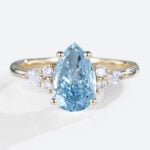 Engagement Pear Shaped Promise Ring Lab Grown Blue Diamond