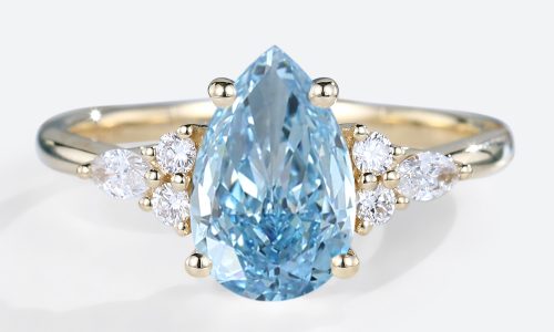 Engagement Pear Shaped Promise Ring Lab Grown Blue Diamond