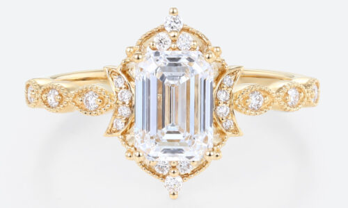 Emerald Cut Eternity Band Lab Diamonds Rings Yellow Gold Ring Emerald Cut Eternity Band Lab Diamonds Rings Yellow Gold Ring