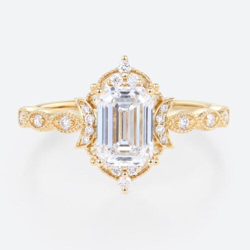 Emerald Cut Eternity Band Lab Diamonds Rings Yellow Gold Ring