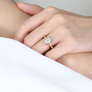 Emerald Cut Eternity Band Lab Diamonds Rings Yellow Gold Ring