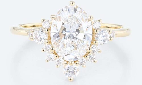 1.5ct Colorless VS+ Oval Cut Lab Grown Diamond Classic Cluster 6-Prong Engagement Ring in Rose Gold (1) 1.5ct Colorless VS+ Oval Cut Lab Grown Diamond Classic Cluster 6-Prong Engagement Ring in yellow Gold