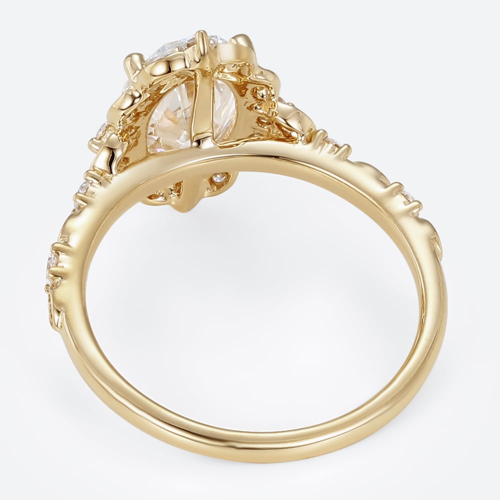 1.5ct Colorless VS+ Oval Cut Lab Grown Diamond Vintage Halo 4-Prong Engagement Promise Ring (4)