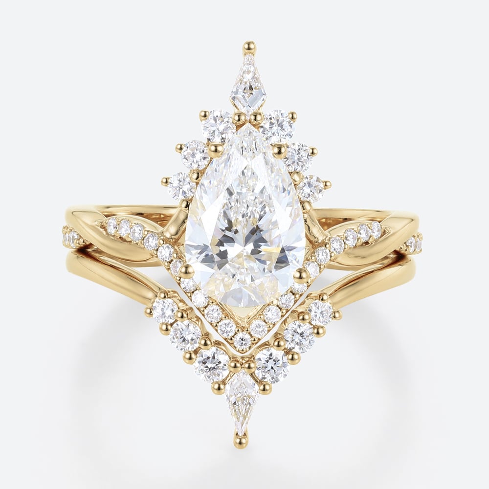 Yellow Glod Lab Created Diamonds Engagement Rings Diamond Ring Sets