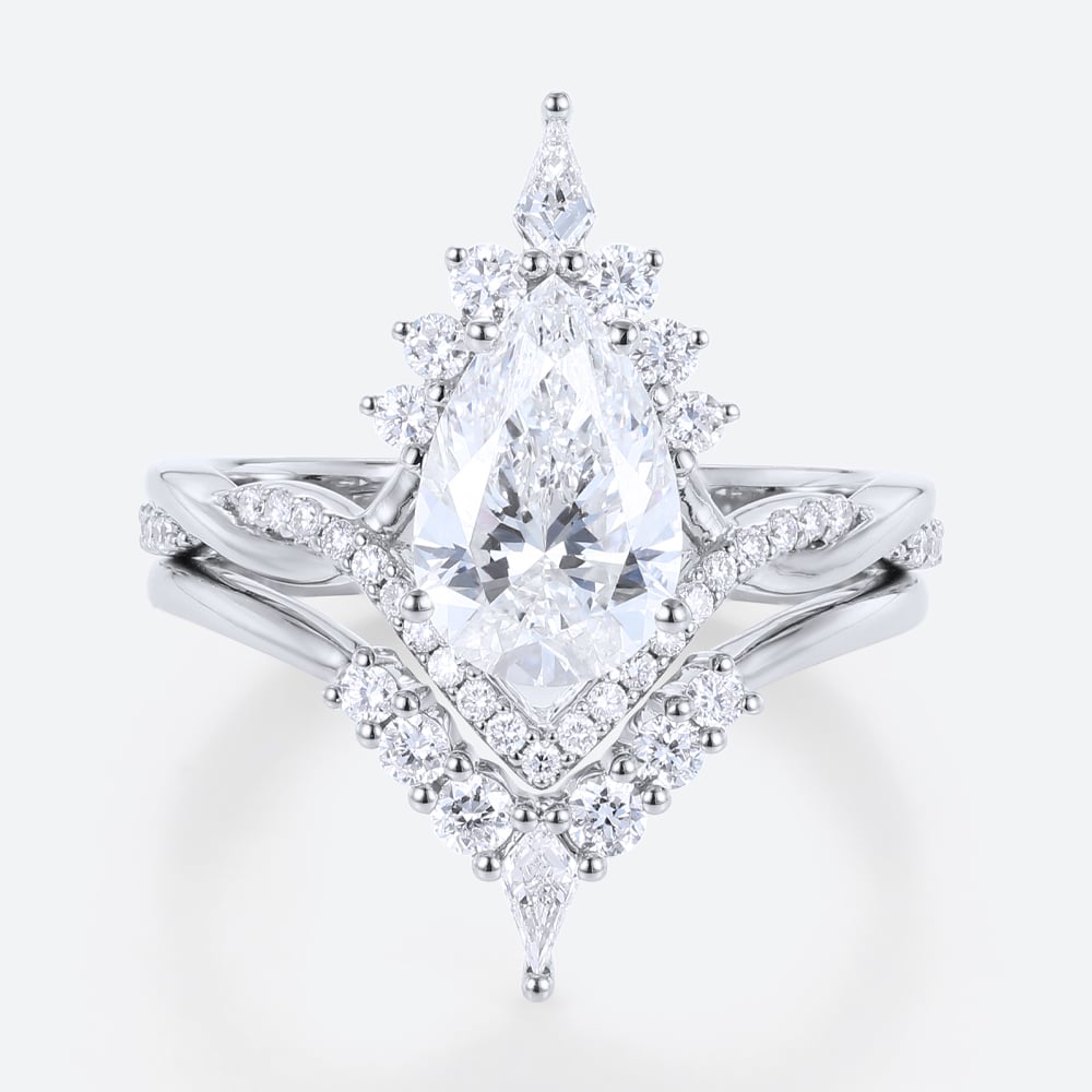 White Glod Lab Created Diamonds Engagement Rings Diamond Ring Sets
