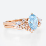 1.5ct Fancy Blue VS+ Oval Cut Lab Grown Blue Diamond Cluster 6-Prong Engagement Ring Set (8)