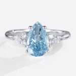 1.5ct Fancy Blue VS+ Pear Shaped Lab Grown Blue Diamond Stunning 4-Prong Engagement Ring (2)