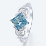1.5ct Fancy Blue VS+ Princess Cut Lab Grown Blue Diamond Infinity 4-Prong Engagement Promise Ring (2)