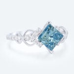 1.5ct Fancy Blue VS+ Princess Cut Lab Grown Blue Diamond Infinity 4-Prong Engagement Promise Ring (3)