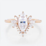 1ct Colorless VS+ Marquise Cut Lab Grown Diamond Classic Cluster 8-Prong Engagement Ring in Rose Gold