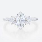 Pave Engagement Rings White Gold 1 Ct Marquise lab Diamond Ring