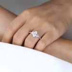 Pave Engagement Rings White Gold 1 Ct Marquise lab Diamond Ring
