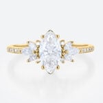 Pave Engagement Rings Yellow Gold 1 Ct Marquise lab Diamond Ring